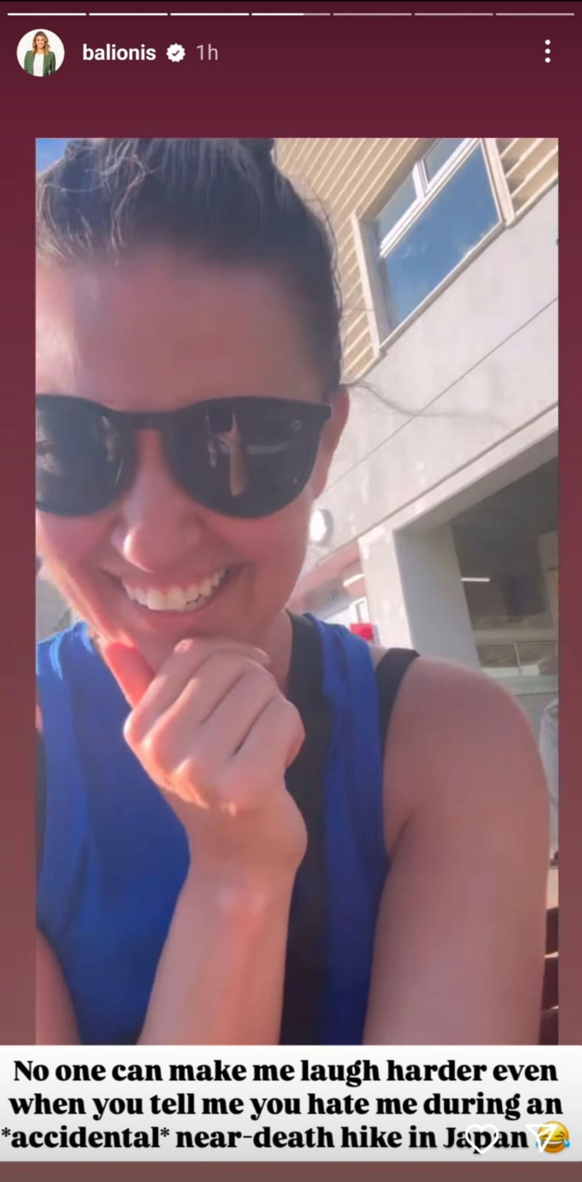 A still taken from Amanda Balionis's Instagram story on May 12, 2025 - Source: Instagram@balionis